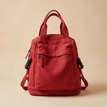 Red Canvas 3-Way Mini Backpack Tote