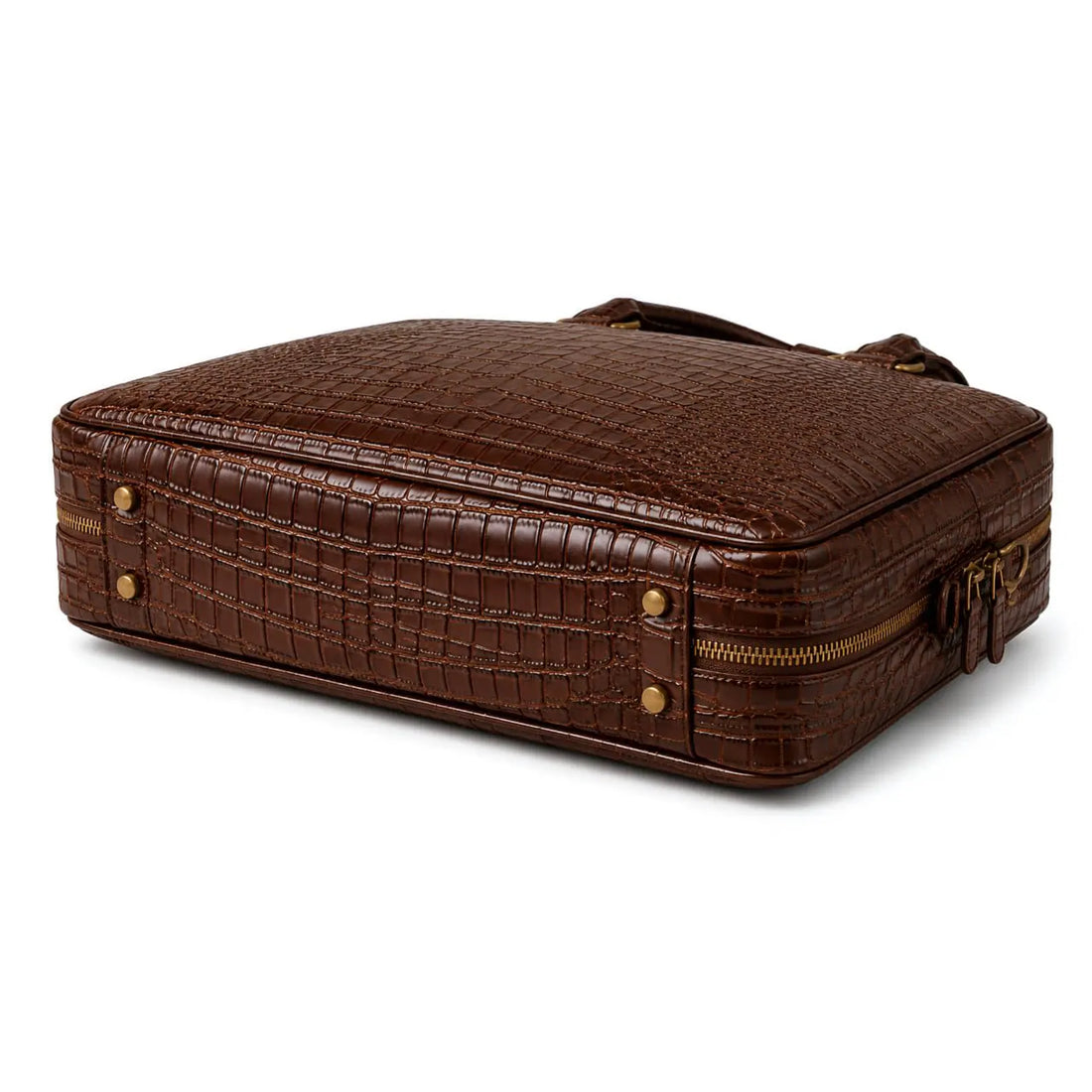 Brown Croc Embossed Leather 15.6 Inch Convertible Laptop Briefcase