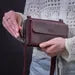 Burgundy Vintage Leather Zip Crossbody Wallet Clutch